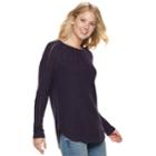 Women's Sonoma Goods For Life&trade; Cable Knit Yoke Crewneck Sweater, Size: Medium, Drk Purple