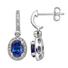 The Regal Collection 14k White Gold Genuine Sapphire And 1/4-ct. T.w. Igl Certified Diamond Frame Drop Earrings, Women's, Blue