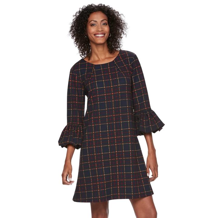 Women's Nina Leonard Balloon-sleeve Shift Dress, Size: Xl, Blue (navy)