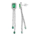 Sterling Silver Chrome Diopside & White Zircon Dangle Drop Earrings, Women's, Green