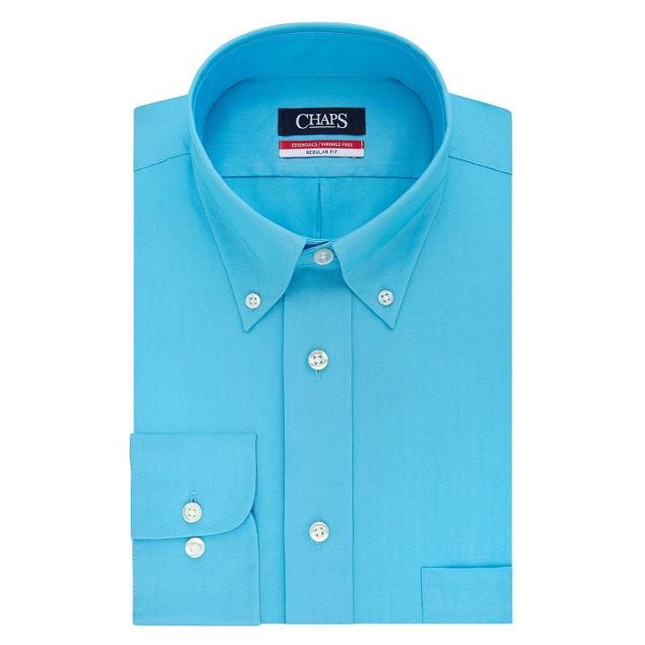 Big & Tall Chaps Regular-fit Herringbone Wrinkle-free Dress Shirt, Men's, Size: 20 35/6t, Turquoise/blue (turq/aqua)