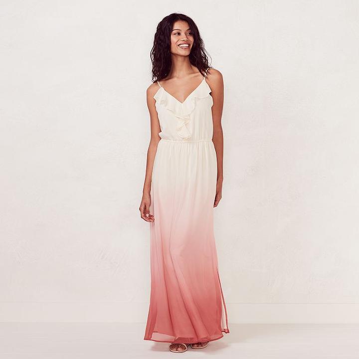 Women's Lc Lauren Conrad Ruffle Maxi Dress, Size: Large, Brt Pink