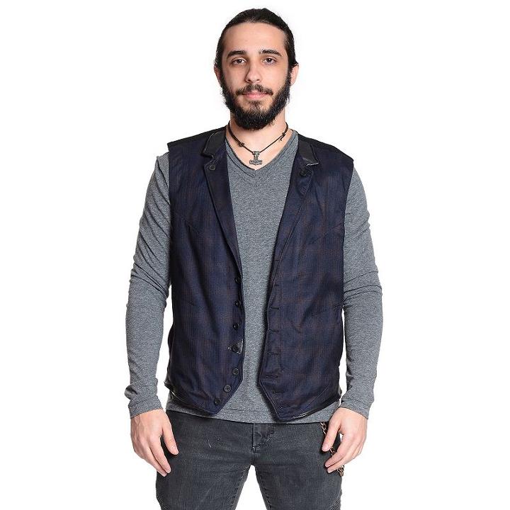 Men's Excelled Faux-leather Trim Plaid Vest, Size: Xl, Red