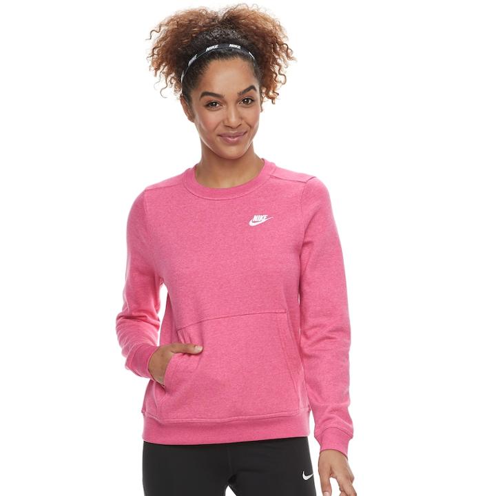 Women's Nike Cozy Classic Sweatshirt, Size: Medium, Brt Pink
