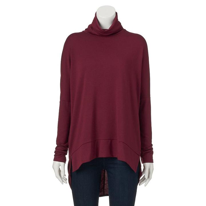Juniors' Ransom Drop-shoulder Turtleneck, Girl's, Size: Medium, Dark Red