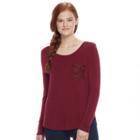 Juniors' So&reg; Crochet Pocket Solid Tee, Teens, Size: Xs, Dark Pink