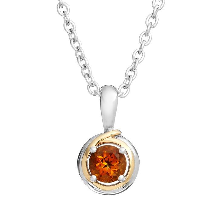 Citrine Sterling Silver Circle Pendant Necklace, Women's, Size: 17, Orange