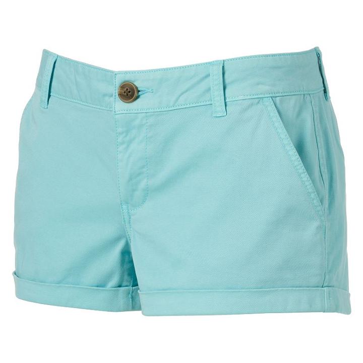 Juniors' So&reg; Chino Shortie Shorts, Girl's, Size: 9, Turquoise/blue (turq/aqua)