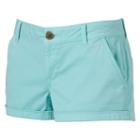 Juniors' So&reg; Chino Shortie Shorts, Girl's, Size: 9, Turquoise/blue (turq/aqua)