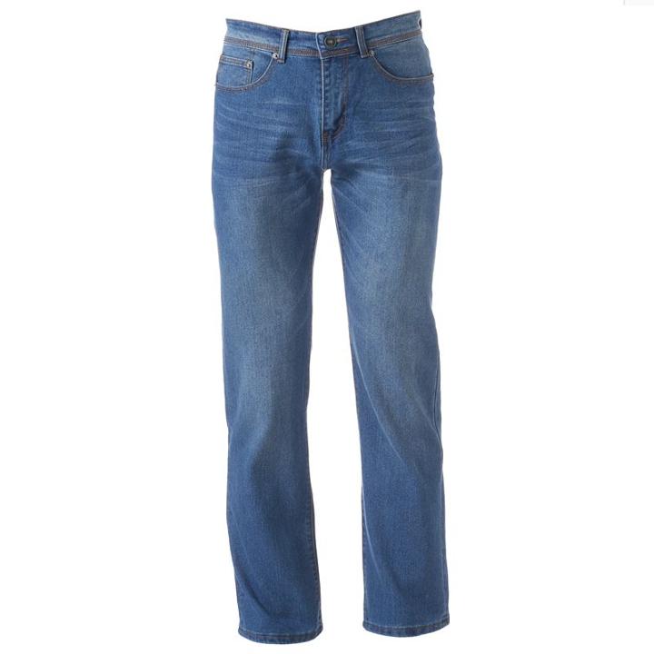 Men's Dusted Bootcut Jeans, Size: 36x34, Med Blue