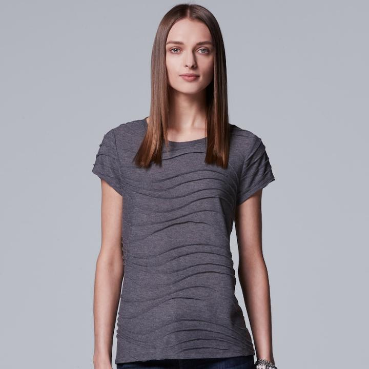 Women's Simply Vera Vera Wang Windy Jacquard Tee, Size: Medium, Grey