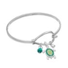 Simulated Emerald & Cubic Zirconia Turtle Charm Bracelet, Women's, Green