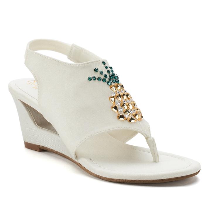 New York Transit Fancy Fruit Women's Wedge Sandals, Size: Medium (8.5), White