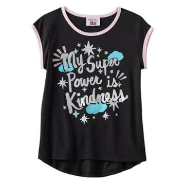 Girls 7-16 Pop Up X Kind Campaign My Super Power Is Kindness Foil Graphic Tee, Girl's, Size: Large, Black
