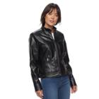Women's Gallery Faux-leather Jacket, Size: Medium, Black