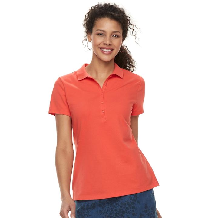 Women's Croft & Barrow&reg; Classic Polo, Size: Xxl, Med Pink