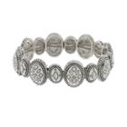Napier Silver Tone Textured Oval Stretch Bracelet, Women's