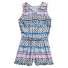 Girls 7-16 Joey B Print Cross-front Romper, Size: Large, Blue