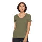 Women's Croft & Barrow&reg; Essential V-neck Tee, Size: Xl, Dark Green