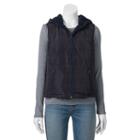 Juniors' Coffee Shop Plaid Plush Reversible Vest, Girl's, Size: Small, Blue Other