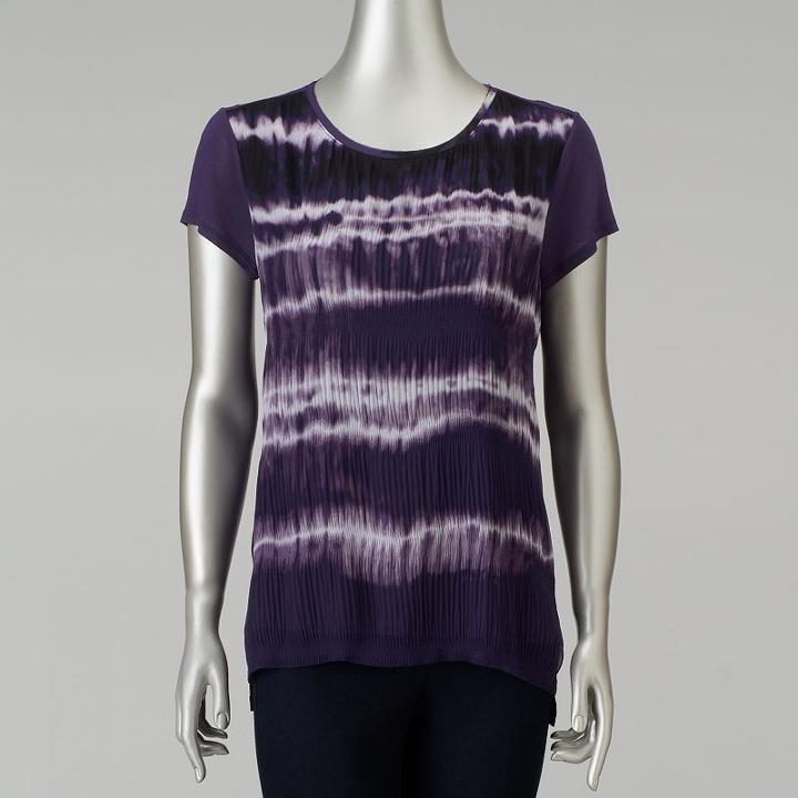 Women's Simply Vera Vera Wang Textured Mixed-media Top, Size: Xl, Drk Purple