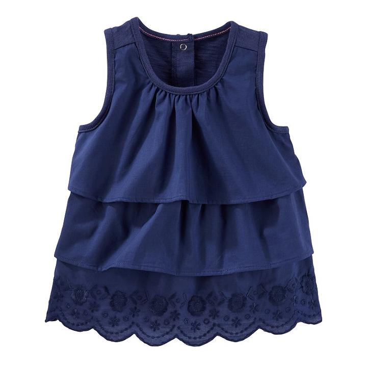 Girls 4-8 Oshkosh B'gosh&reg; Tiered Embroidered Top, Girl's, Size: 6, Med Blue
