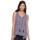 Juniors' Mudd&reg; Print Asymmetrical Tank, Girl's, Size: Small, Med Purple