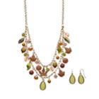Leaf & Acorn Charm Multistrand Necklace & Earring Set, Women's, Multicolor