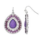 Purple Beaded & Textured Nickel Free Teardrop Earrings, Women's
