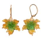Gold Tone Nickel Free Textured Leaf Drop Earrings, Women's, Multicolor