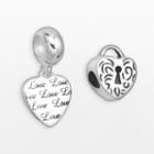 Individuality Beads Sterling Silver Heart Lock Bead And Love Heart Charm Set, Women's, Grey