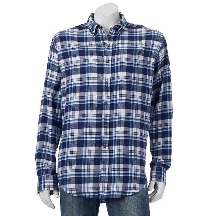 Big & Tall Croft & Barrow&reg; Classic-fit Plaid Flannel Button-down Shirt, Men's, Size: 4xb, Blue (navy)