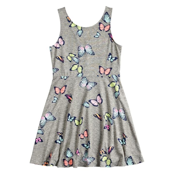 Girls 7-16 & Plus Size So&reg; Printed Skater Dress, Size: 20 1/2, Light Grey