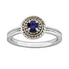 Stacks And Stones 14k Gold And Sterling Silver Lab-created Sapphire Textured Stack Ring, Women's, Size: 7, Blue