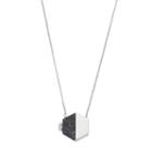 Stone Hexagon Locket Necklace, Women's, Black