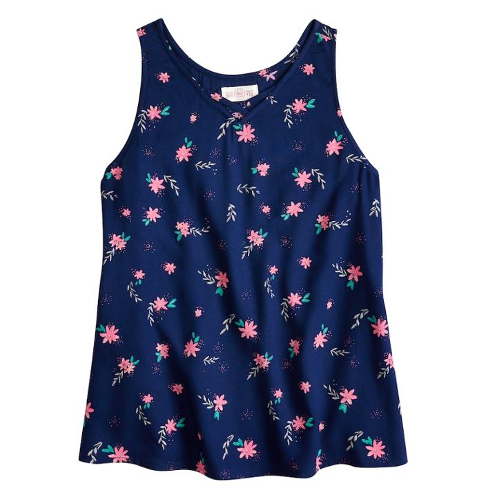 Girls 7-16 & Plus Size So&reg; Woven Cross Front Tank Top, Size: 12, Dark Blue