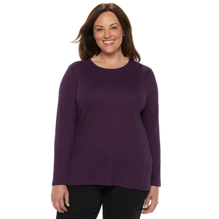 Plus Size Croft & Barrow&reg; Classic Crewneck Tee, Women's, Size: 0x, Drk Purple