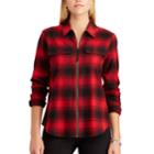Women's Chaps Plaid Full-zip Shirt, Size: Large, Red