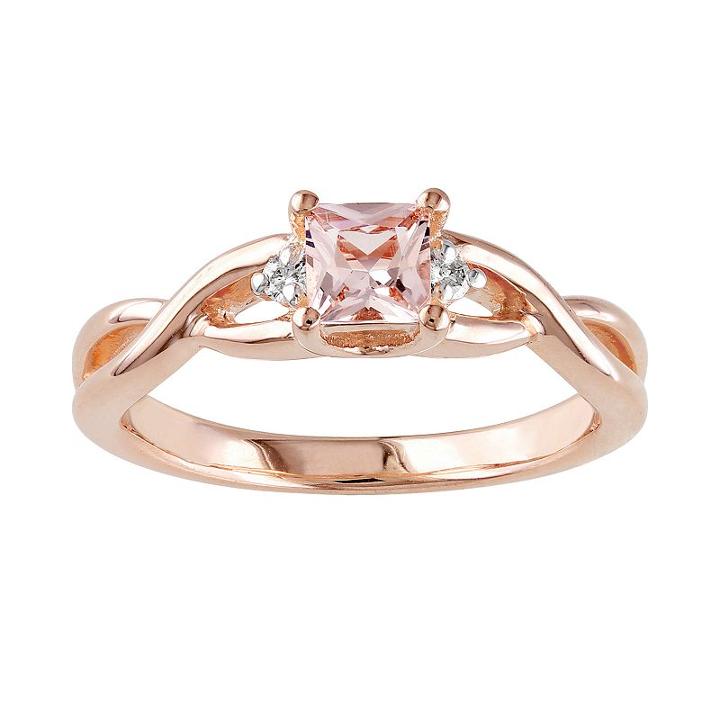 Rose Rhodium-plated Sterling Silver Morganite And Diamond Accent Infinity Ring, Women's, Size: 6, Pink