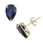 Lab-created Sapphire 10k Gold Teardrop Stud Earrings, Women's, Blue