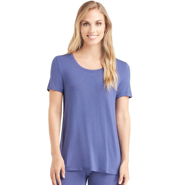 Women's Cuddl Duds Softwear Tee, Size: Small, Blue (navy)