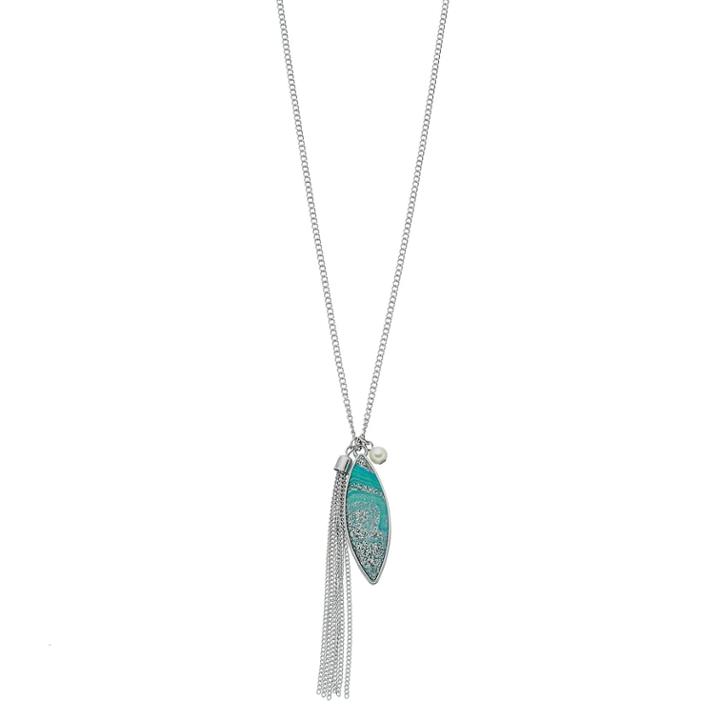 Mudd® Marquise Tassel Pendant Necklace, Women's, Turq/aqua