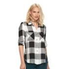 Women's Rock & Republic&reg; High-low Plaid Shirt, Size: Small, Black