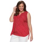 Plus Size Croft & Barrow&reg; Print Popover Sleeveless Top, Women's, Size: 1xl, Med Red