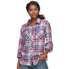 Women's Columbia Wildscape Flannel Plaid Roll-tab Shirt, Size: Xl, Brt Blue