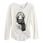 Girls 7-16 So&reg; Cozy Side Knot Tee, Size: 12, White