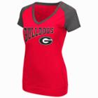 Women's Campus Heritage Georgia Bulldogs First Base V-neck Tee, Size: Medium, Dark Red