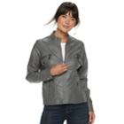 Women's Apt. 9&reg; Faux Leather Moto Jacket, Size: Xs, Grey