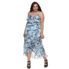 Plus Size Jennifer Lopez Floral Ruffle Wrap Dress, Women's, Size: 1xl, Blue