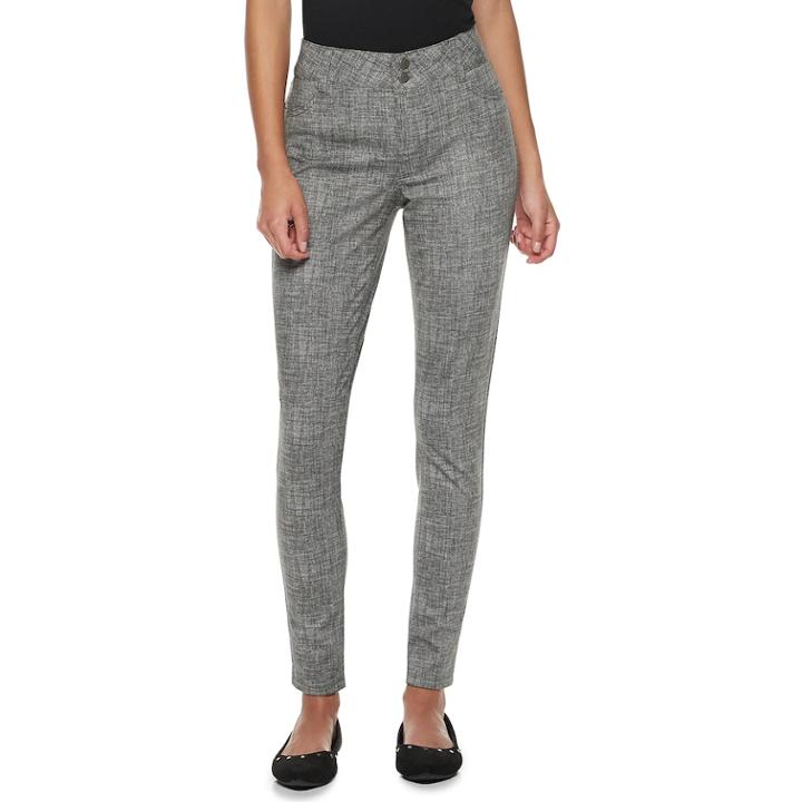 Juniors' Rewind Mid-rise Double Button Ponte Leggings, Teens, Size: Xl, Dark Grey